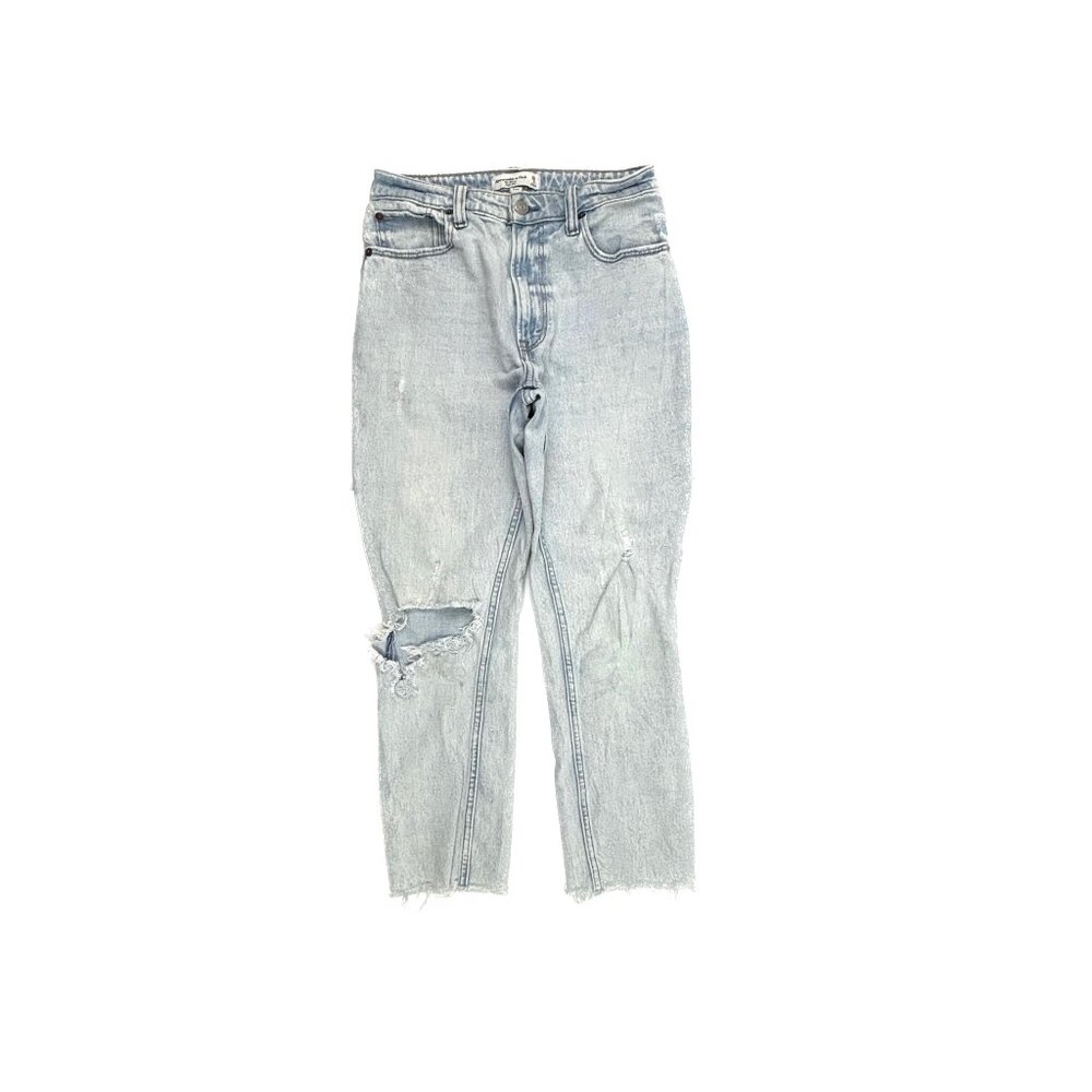 Abercrombie & Fitch The Skinny Distressed Raw Hem Women size 2P Blue Denim Jeans